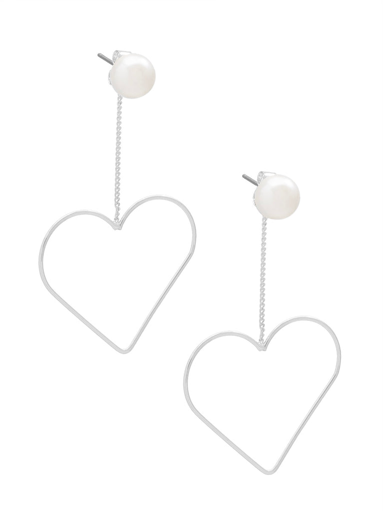 Heart Charm Pearl Drop Earring