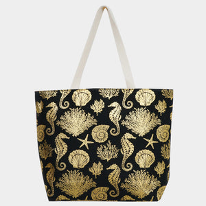 Metallic Patterned Beach Tote Bag