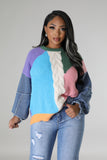 Kaylie Crochet Color-block Sweater