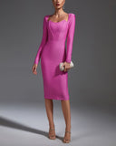 Square Neck Hepburn Bandage Dress