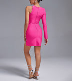 One Sleeve Crystal Bandage Dress