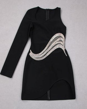 Minerva Coin Pin Embellished Midi Bandage Dress