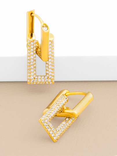 Pave Double Link Drop Earring
