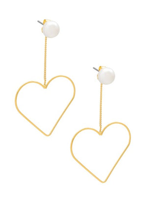 Heart Charm Pearl Drop Earring