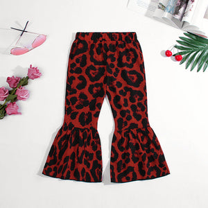 Girls Leopard-Print Flared Trousers