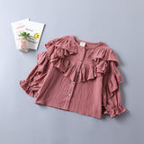 Solid Color Shirt And Denim Skirt 2 Piece