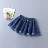 Solid Color Shirt And Denim Skirt 2 Piece
