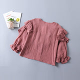 Solid Color Shirt And Denim Skirt 2 Piece