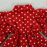 Lapel Polka Dots Ruffle Girls Dress