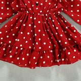 Lapel Polka Dots Ruffle Girls Dress