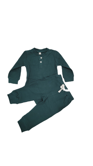 Baby Boy Long Sleeve Solid Romper & Pant Set