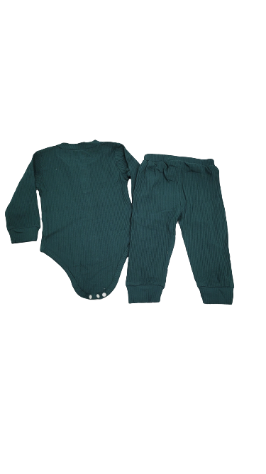 Baby Boy Long Sleeve Solid Romper & Pant Set