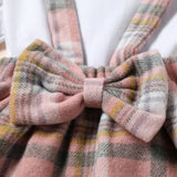 Baby Girl Ruffle Long Sleeve Top & Plaid Bow Skirt