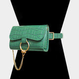 Draped Chain Alligator Pattern Faux Leather Clutch