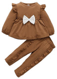 Baby Girls 2 Piece Bow Peplum Top & Pant