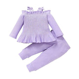 Baby Girls Ribbed Long Sleeve Top + Pant Set