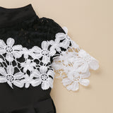Girl Jumpsuit With Lace Trim & Belt