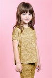 Girls Two Toned Short Sleeves Top-Joggers Set With Self Tie