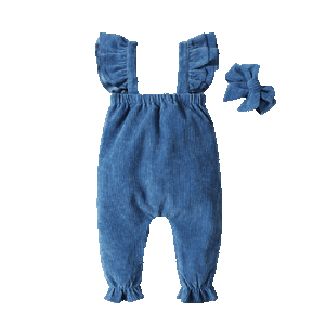 Baby Girl Casual Corduroy Overalls & Headband