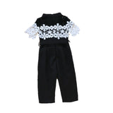 Girl Jumpsuit With Lace Trim & Belt