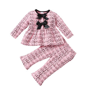 Baby Girl Gird Bow Top And Trousers 2-Piece Set