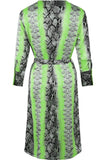 Reptile Print Tie Up Dress – Green