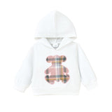 Baby Girl Bear Print Plaid Long Sleeve Hoodie & Skirt 2-piece Set