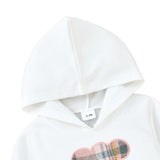 Baby Girl Bear Print Plaid Long Sleeve Hoodie & Skirt 2-piece Set