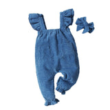 Baby Girl Casual Corduroy Overalls & Headband