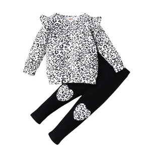 Leopard Print Girls Fashion Long Sleeve Top & Pants