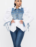 Denim Peplum Blouse