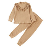 Girls Solid Color Long Sleeve Top & Pants