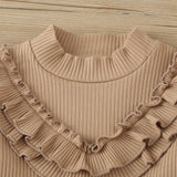 Girls Solid Color Long Sleeve Top & Pants