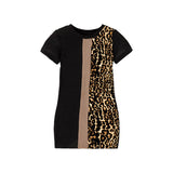 Girl Colorblock Leopard Print Dress