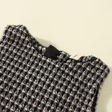 2-piece Plaid Plush Sleeveless Dress/Matching Bag