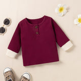 Ribbed 2 Piece Color Block Long-Sleeve Baby Set