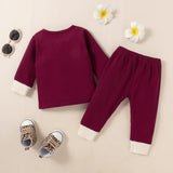 Ribbed 2 Piece Color Block Long-Sleeve Baby Set